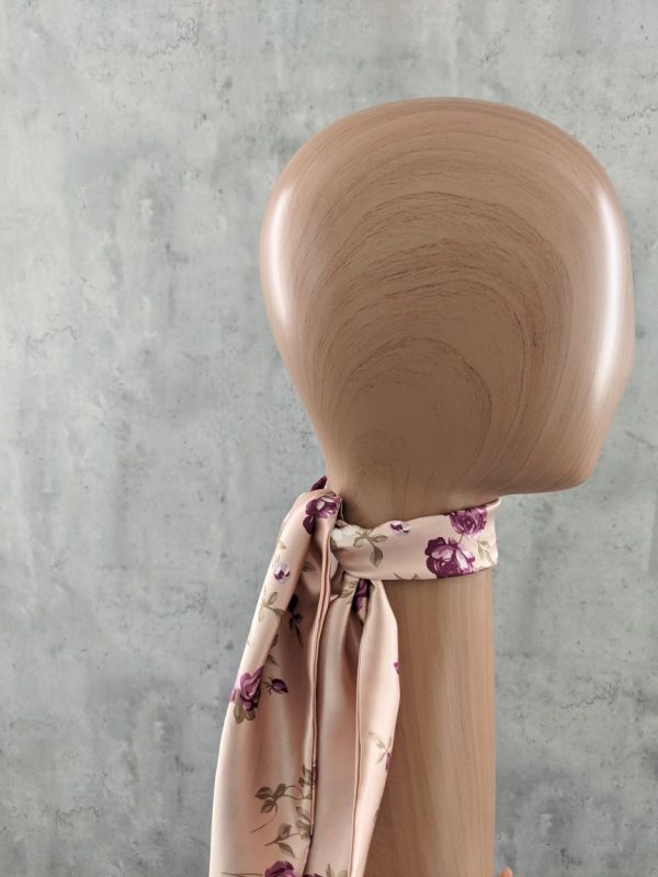 Silk Scarf Hair and Neck Tie Floral Print Charmeuse